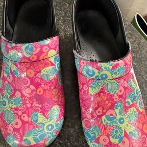 Dansko  Colorful Floral nursing clogs- Pink and Blue